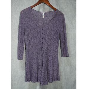 Free People Purple Lace Button Front Tunic Top L